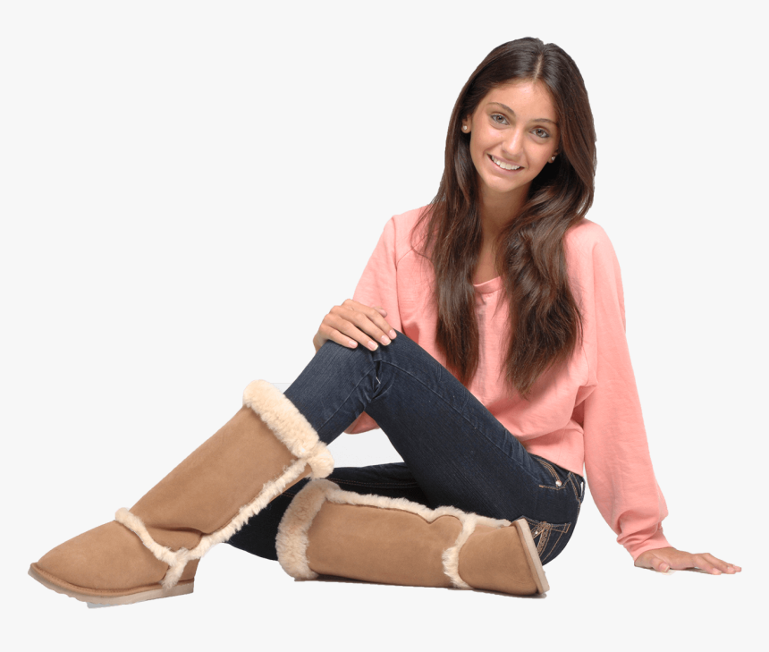 Fur Trim Ugg Boots - Sitting, HD Png Download, Free Download