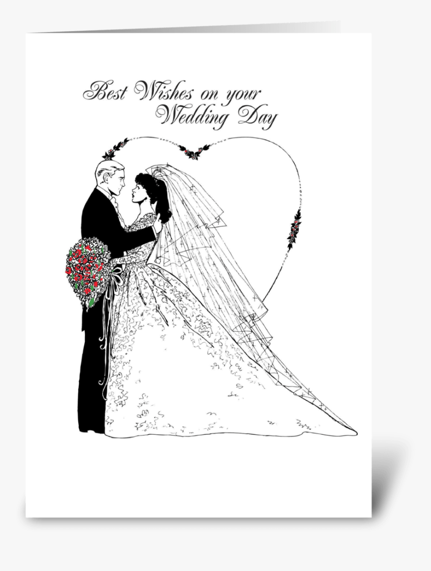 Wedding Wishes Black And White Greeting Card - Wedding Card Black And White, HD Png Download, Free Download