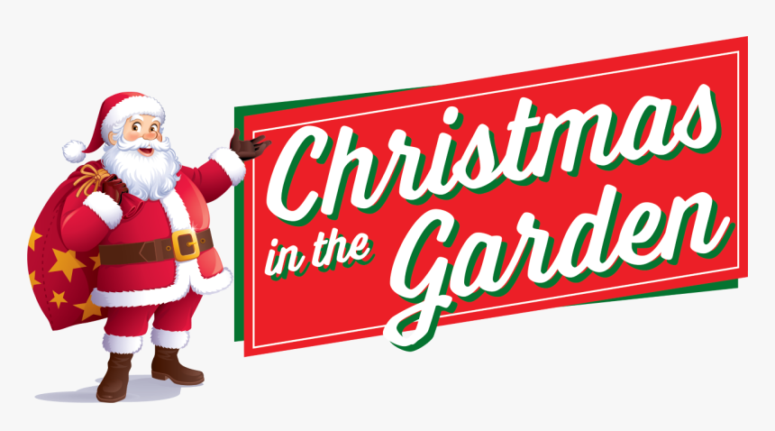 Christmas In The Garden With Cartoon Santa - Christmas, HD Png Download, Free Download