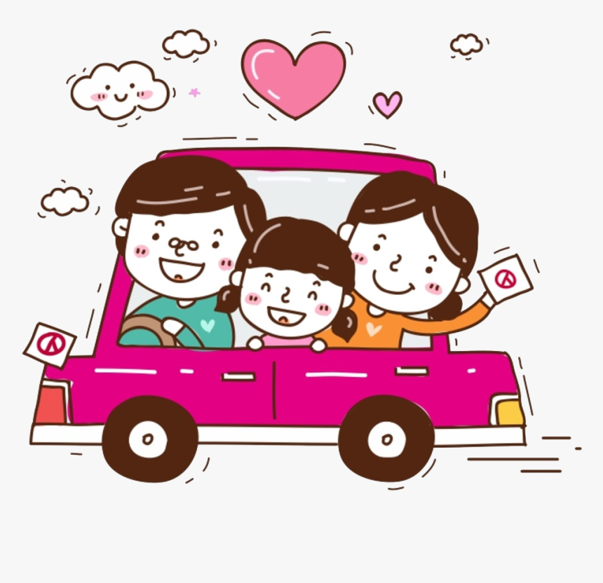 Cartoon Fundal Clip Art - Cartoon Family In Car, HD Png Download, Free Download