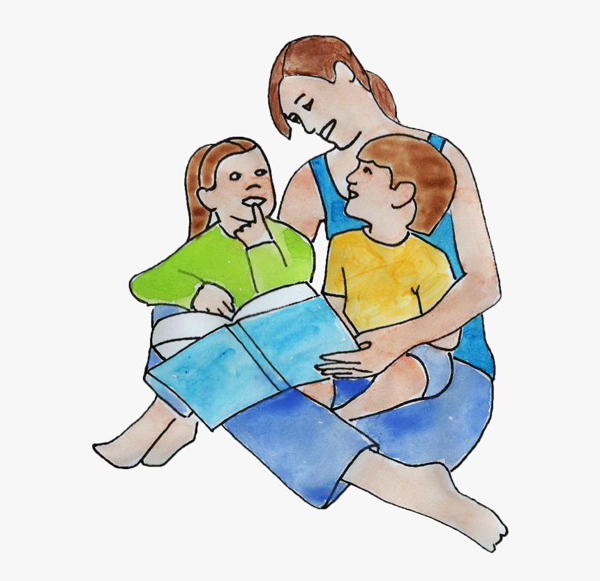 Mom Reading To Kids - Mom & Kids Clipart, HD Png Download, Free Download