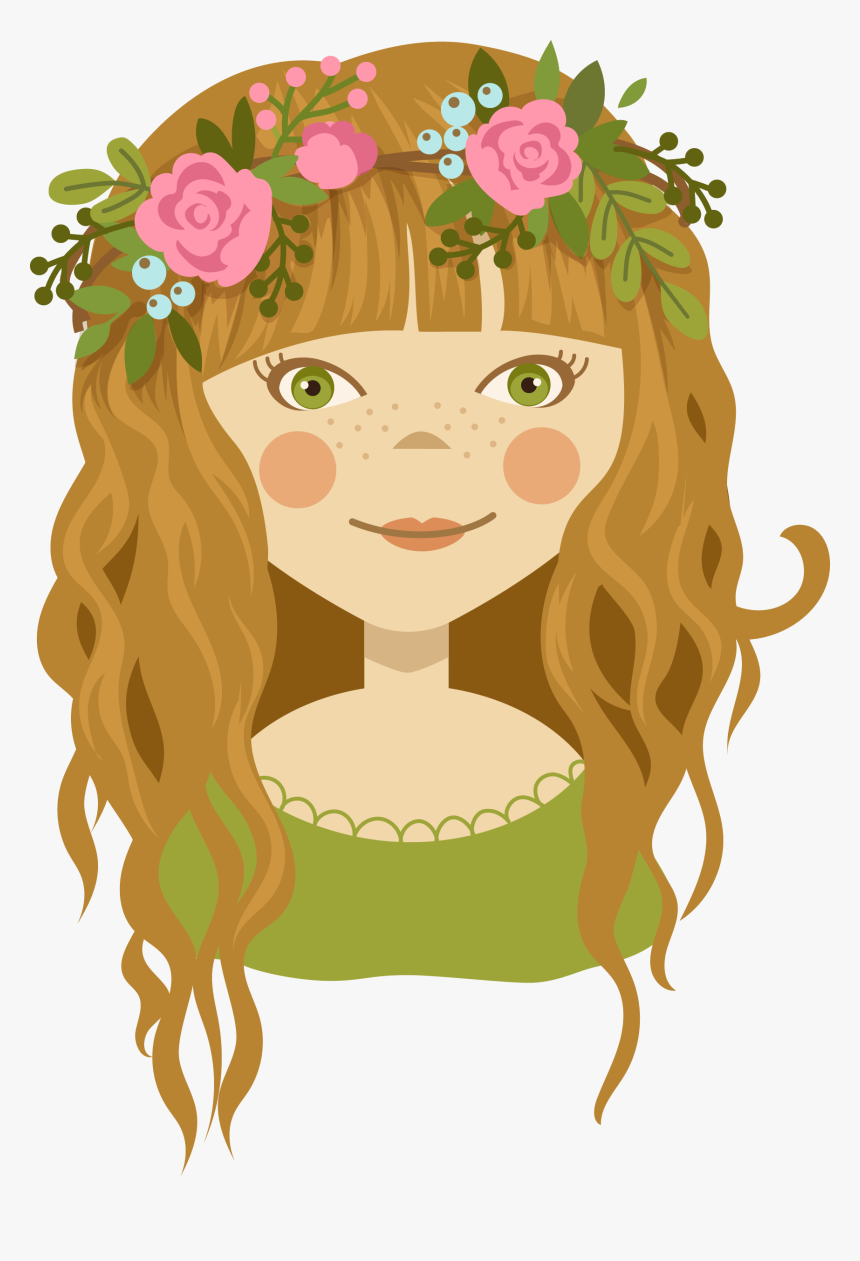 Crown Clip Baby Girl Hair - Girl With Flower Crown Clipart, HD Png Download, Free Download