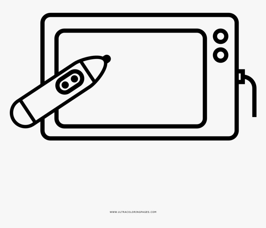 Drawing Tablet Coloring Page - Line Art, HD Png Download, Free Download