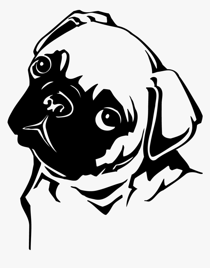 Pug Dog Wall Art Sticker - Pug Vector Black And White, HD Png Download, Free Download