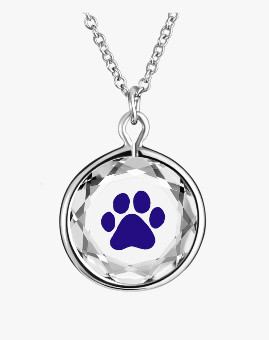 Paw Print In White Crystal With Blue Enameled Engraving - Necklace, HD Png Download, Free Download