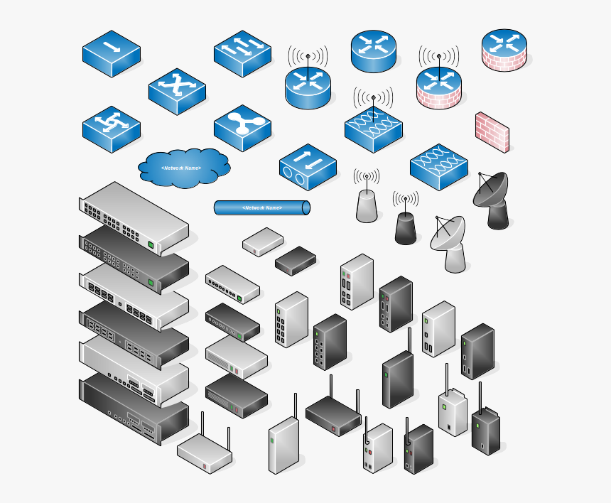 Networking Symbols Clipart Png Freeuse Stock Vrt Network - Network Stencils, Transparent Png, Free Download