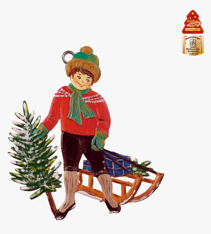 Boy With Sleigh - Toboggan, HD Png Download, Free Download