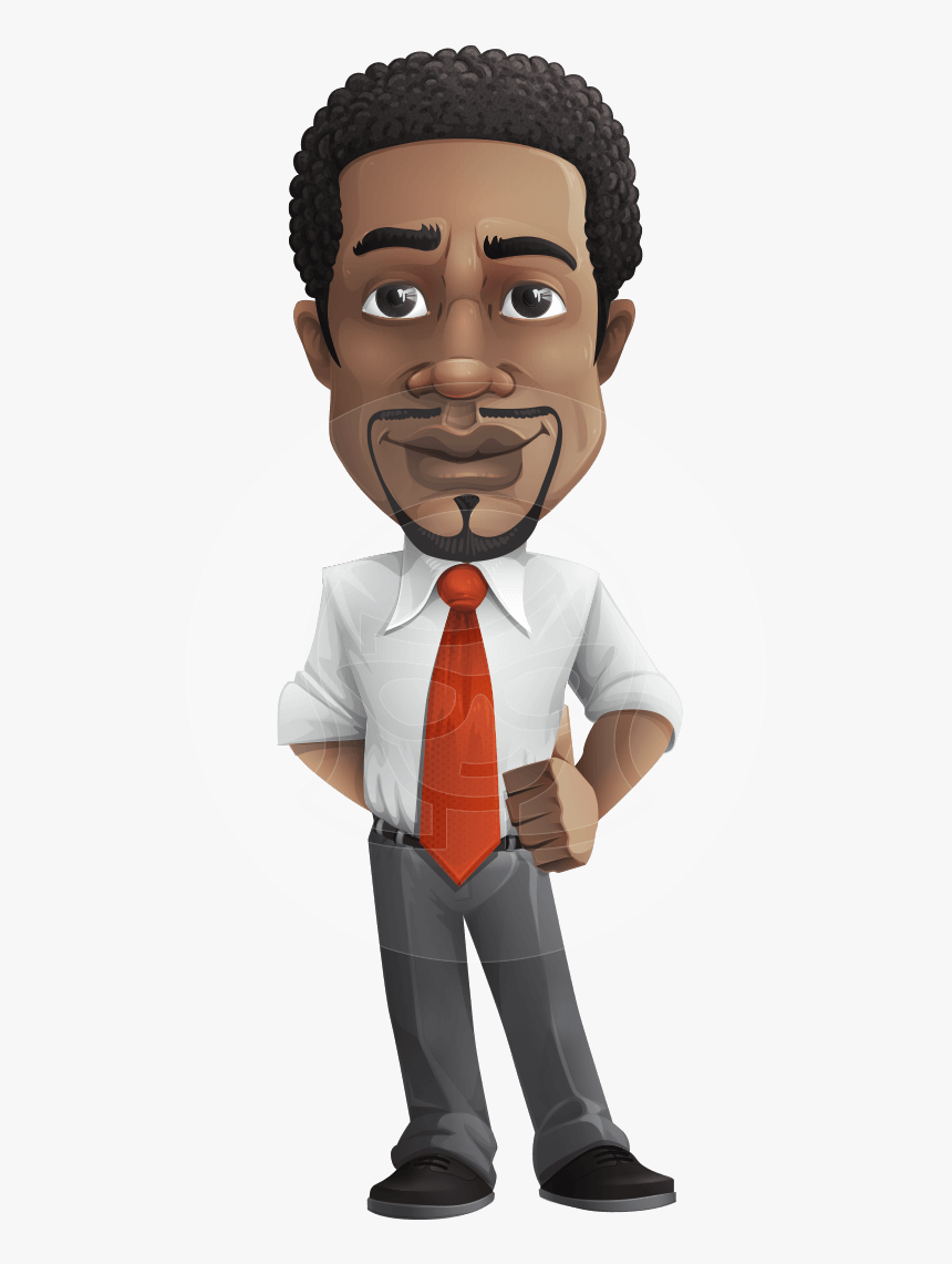 African American Male Character With A Black Hair - African American Cartoon Man, HD Png Download, Free Download