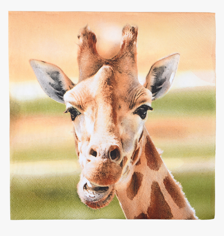 Paper Napkins Giraffe 33x33cm - Servetten Giraffe, HD Png Download, Free Download