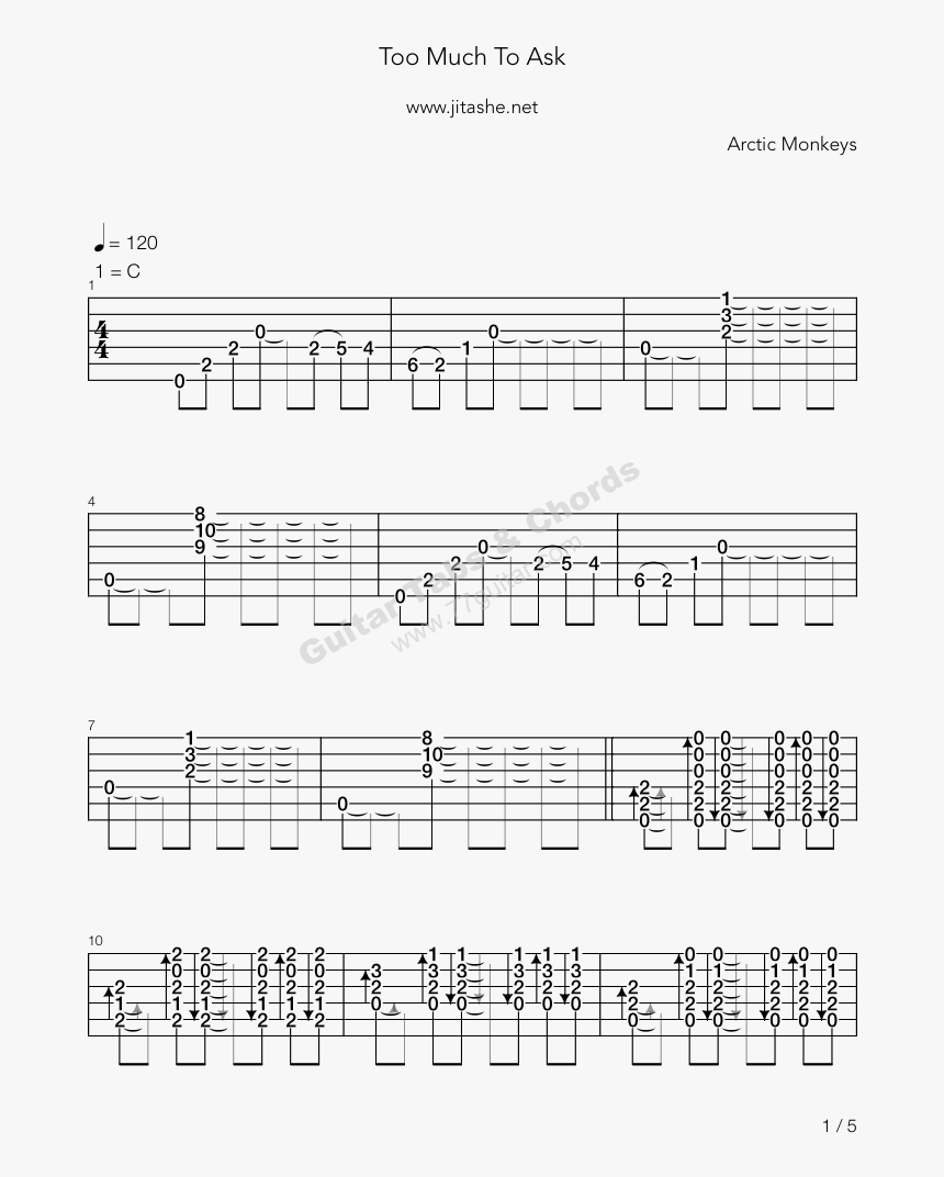 Too Much To Ask Arctic Monkeys Music Sheet, HD Png Download, Free Download