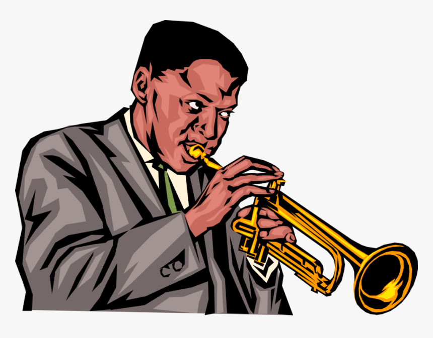 Vector Illustration Of Jazz Musician Plays Trumpet - Cartoon Person Playing Trumpet, HD Png Download, Free Download