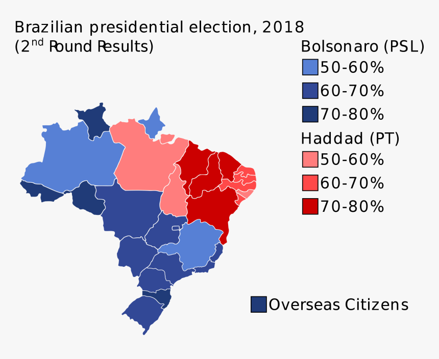 Brazil Election Results 2018 , Png Download - Brazil Election Map 2018, Transparent Png, Free Download