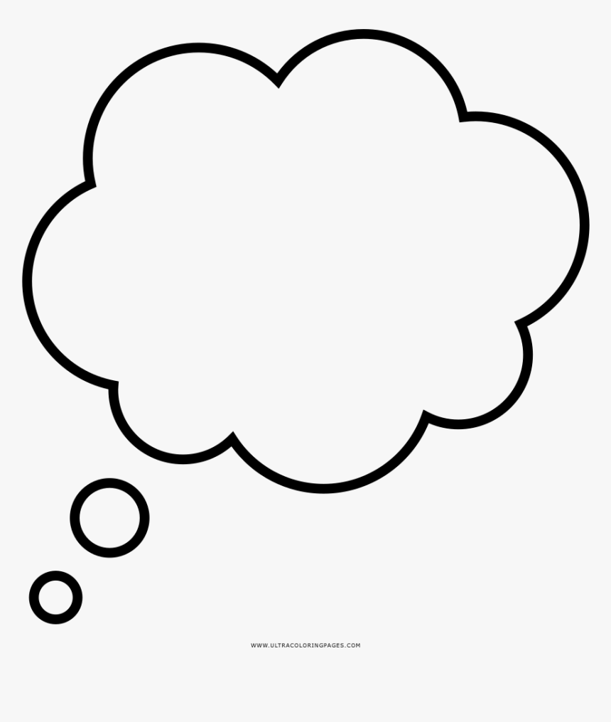 Thought Bubble Coloring Page - Think Cloud With Transparent Background, HD Png Download, Free Download