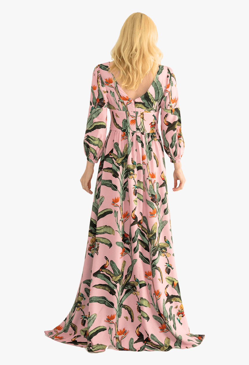 Tropical Print Button Front Maxi Dress - Gown, HD Png Download, Free Download