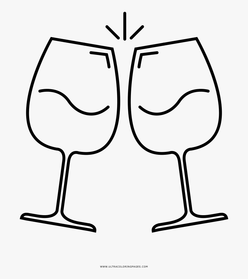 Wine Glasses Coloring Page Champagne Stemware - Wine Glass Coloring Page, HD Png Download, Free Download