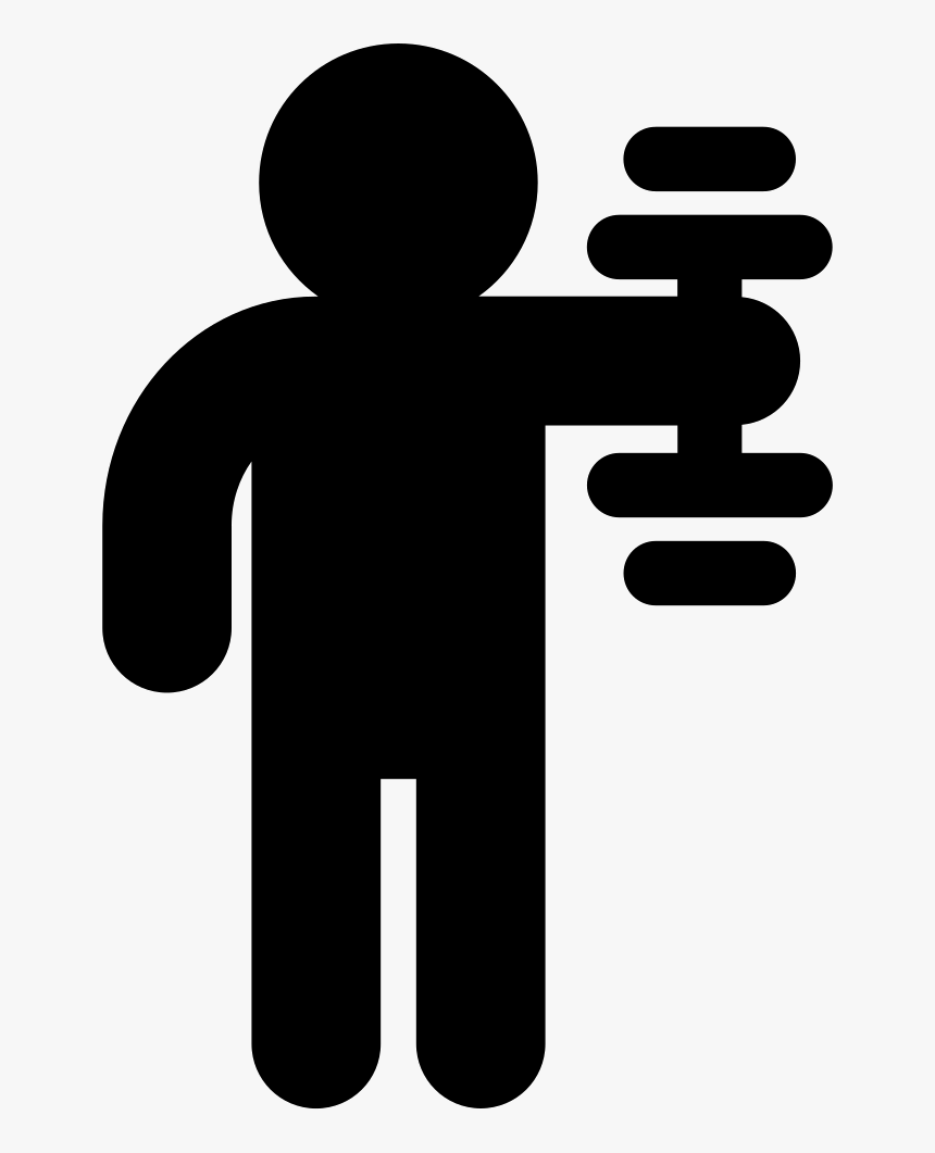 Male Silhouette Holding Dumbbell Variant - Dumbbell, HD Png Download, Free Download