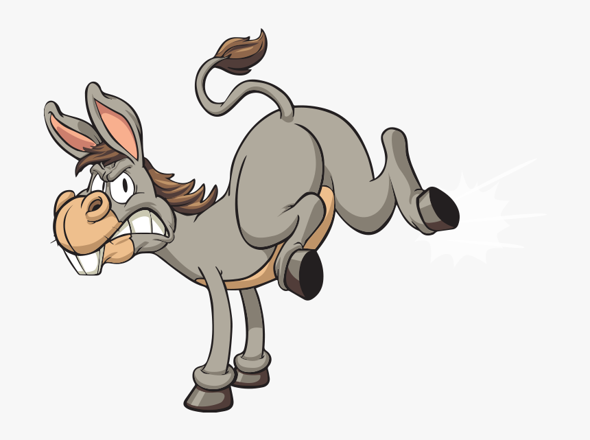 Donkey Kick Clip Art - Cartoon Donkey, HD Png Download, Free Download
