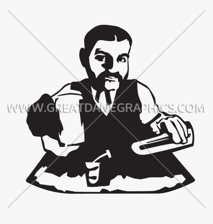 Bartender Vector Silhouette - Sitting, HD Png Download, Free Download