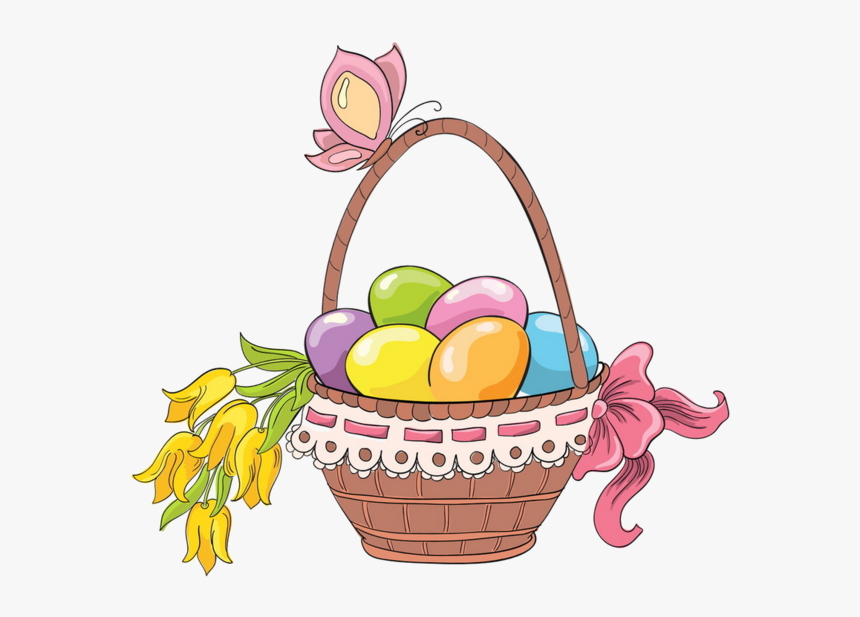 Transparent Gift Basket Clipart - Flower Basket With Cat Drawing, HD Png Download, Free Download
