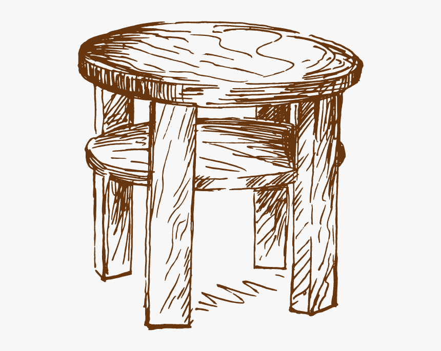 Round Table Furniture Hand - Round Table Drawing, HD Png Download, Free Download