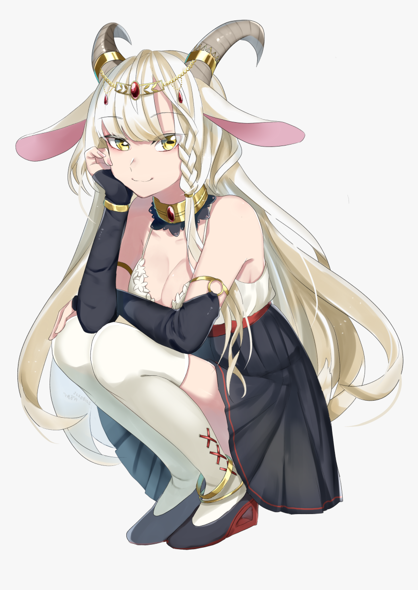 Anime Boobs Animal Ears Cleavage Dress Horns Tail Thigh-highs - Anime Cat Girl With Horns, HD Png Download, Free Download