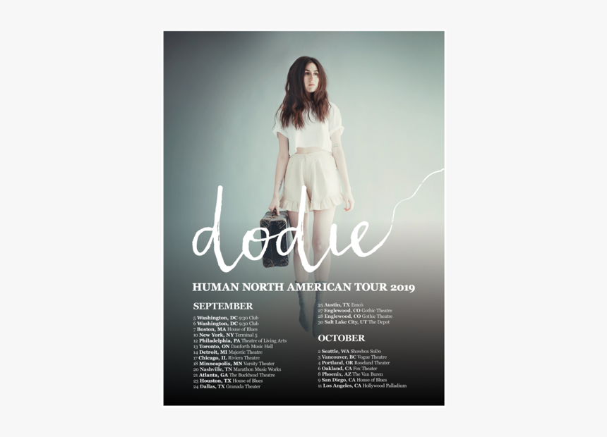 2019 Tour Poster - Dodie Human Tour North America, HD Png Download, Free Download