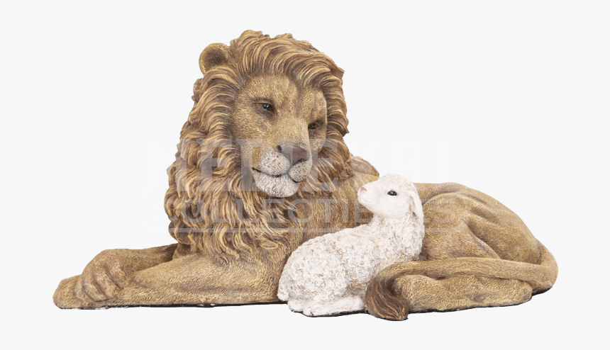 Lion Sheep Statue Figurine Sculpture - Lion And The Lamb Png, Transparent Png, Free Download