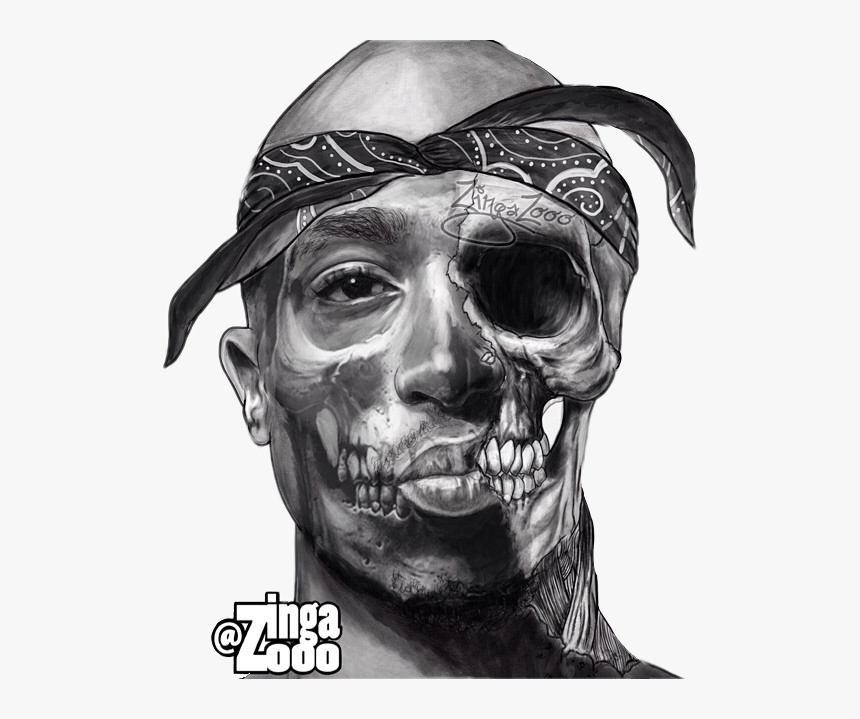 Transparent 2pac Clipart - Tupac Skull Tattoo, HD Png Download, Free Download