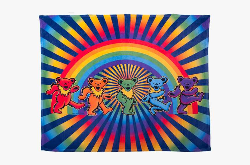 A Fleece Blanket With Five Grateful Dead Bears Dancing - Brand X Nuclear Burn, HD Png Download, Free Download