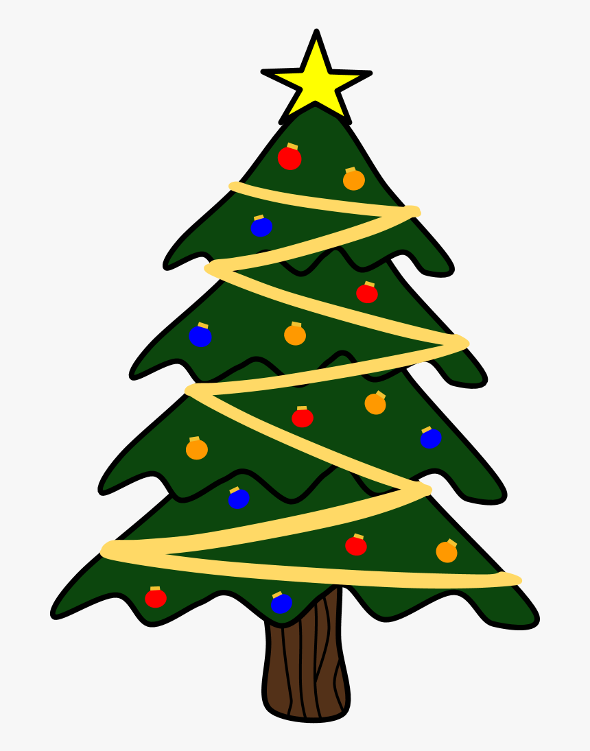 Christmas Tree, Yellow Garland - Christmas Tree Cartoon Png, Transparent Png, Free Download