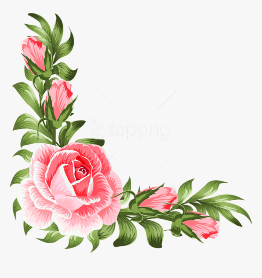 Free Png Download Rose Corner Decoration Png Clipart - Pink Flower Corner Png, Transparent Png, Free Download