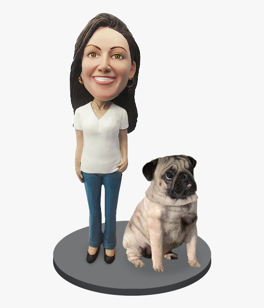 Custom Female With Custom Pet Dog Bobblehead - Pet, HD Png Download, Free Download