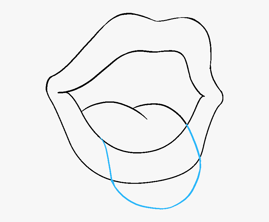 How To Draw Mouth And Tongue - Line Art, HD Png Download, Free Download