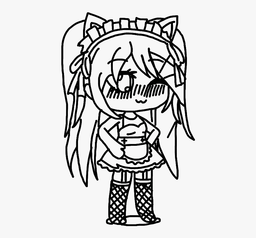 #gacha #anime #transparent #outline #cute #kawaii #japan - Line Art, HD Png Download, Free Download