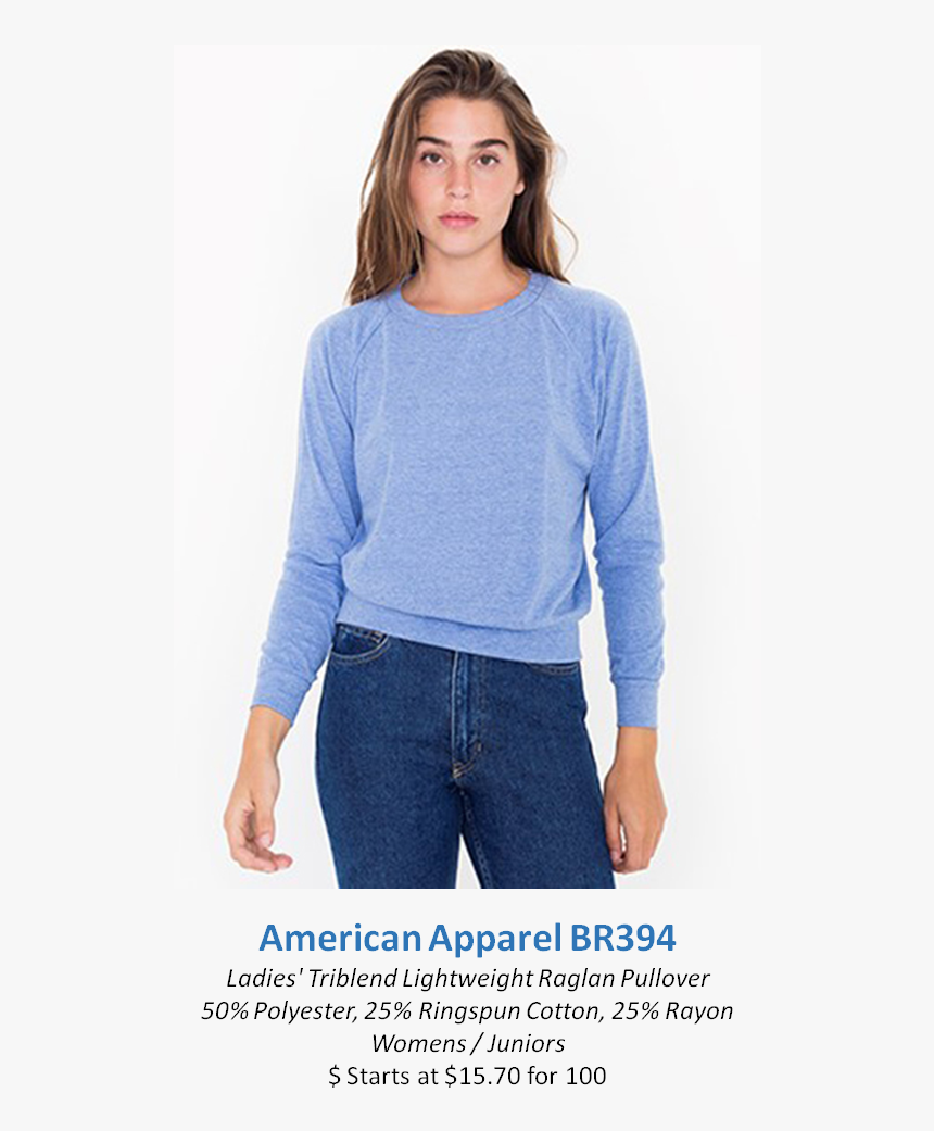 American Apparel Br394 - American Apparel Long Sleeve 50 25 25, HD Png Download, Free Download