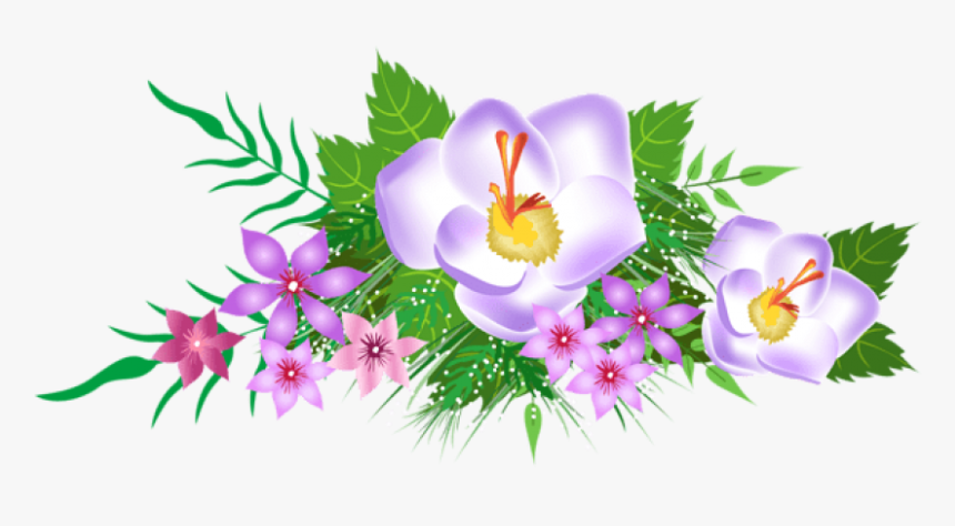 Decorative Clipart Decorative Element - Transparent Background Spring Flowers Clipart, HD Png Download, Free Download