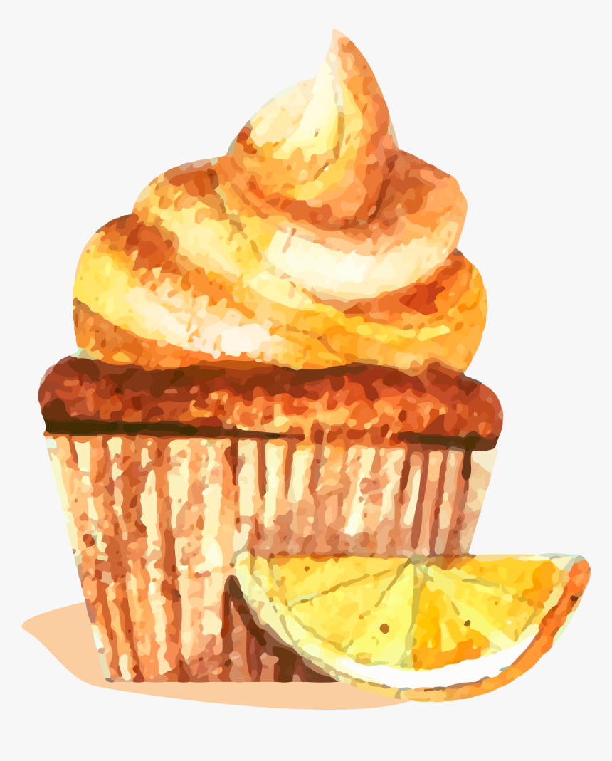 Cupcake Watercolor Painting Cake - Ice Cream Cake Drawing, HD Png Download, Free Download