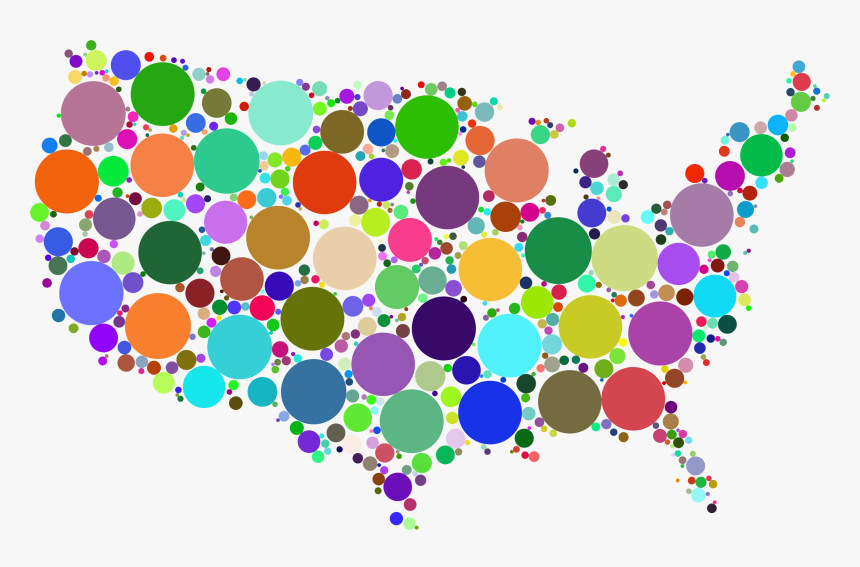 Prismatic United States Map Circles Clip Arts - Map With Big Circles, HD Png Download, Free Download