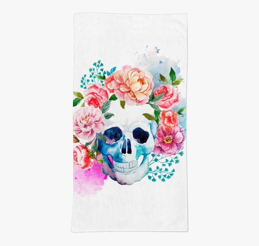 Toalha Caveira Em Flores De Sereiartena - Day Of The Dead Flower Skull, HD Png Download, Free Download