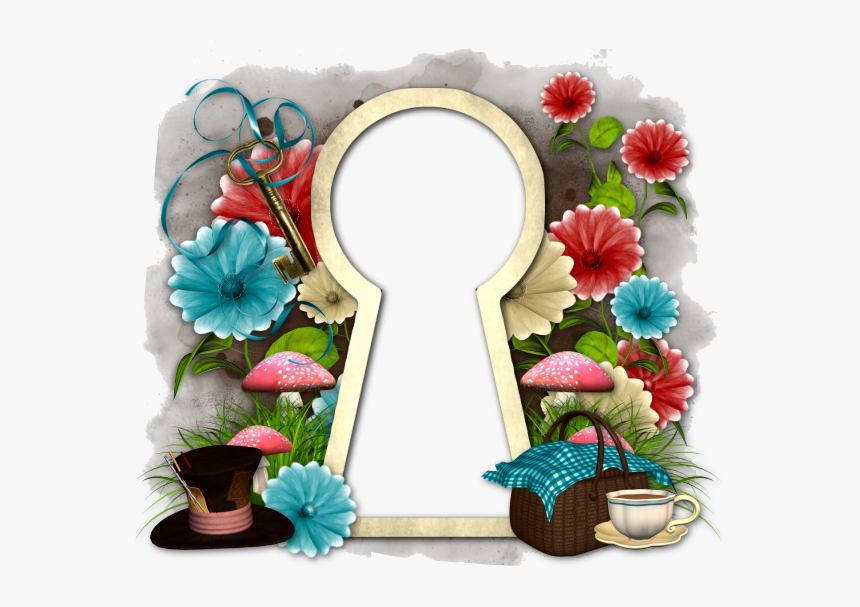 Alice Aliceinwonderland Key Door Watercolor Flower - Alice In Wonderland Key Hole, HD Png Download, Free Download