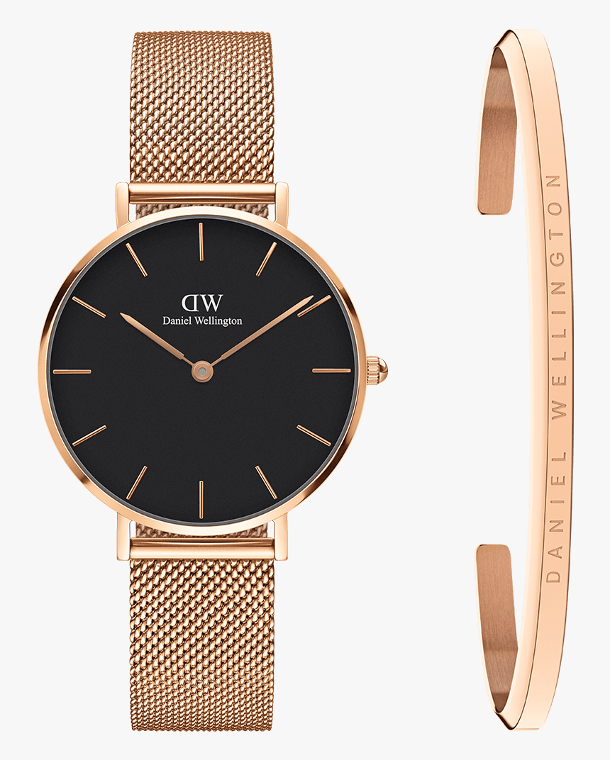 Gift Set Dw00100161 Dw00400003 Petite Melrose 32mm - Daniel Wellington Watch And Bracelet, HD Png Download, Free Download