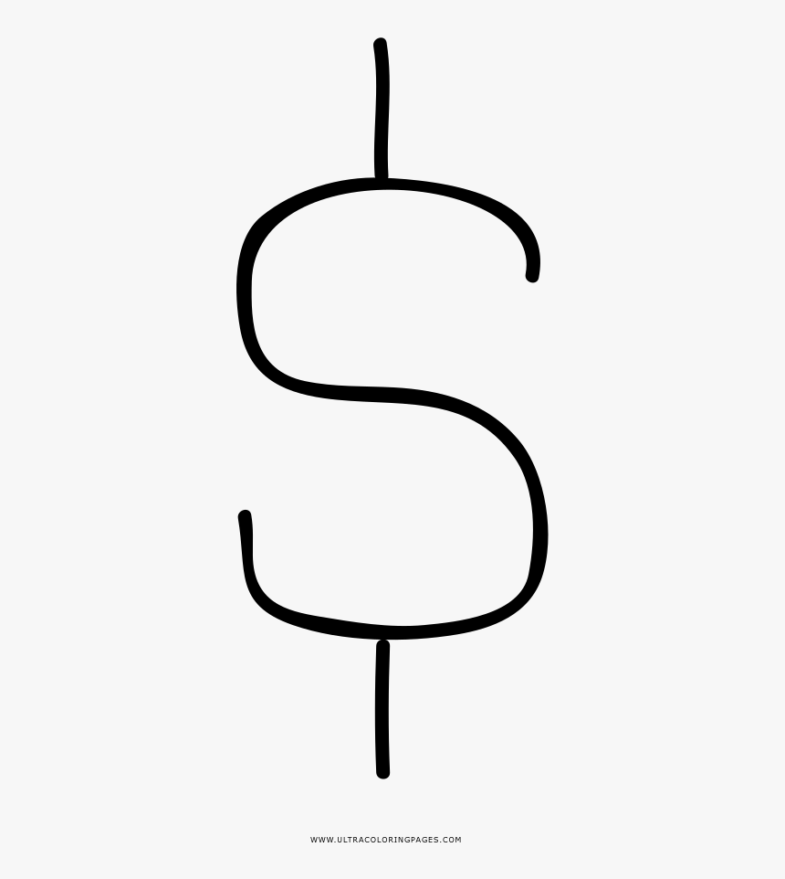 Dollar Sign Coloring Page - Line Art, HD Png Download, Free Download