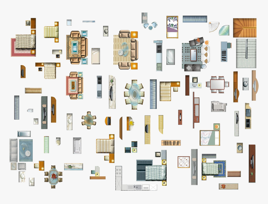 Floor Plan Furniture Png - Color Floor Plan Furniture, Transparent Png, Free Download