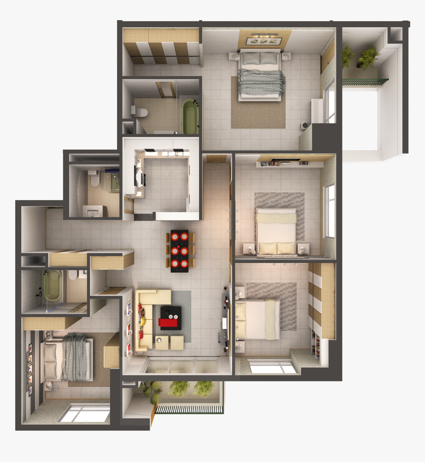 Best House Interior 3d Model - Apartment Interior 3d Model, HD Png Download, Free Download