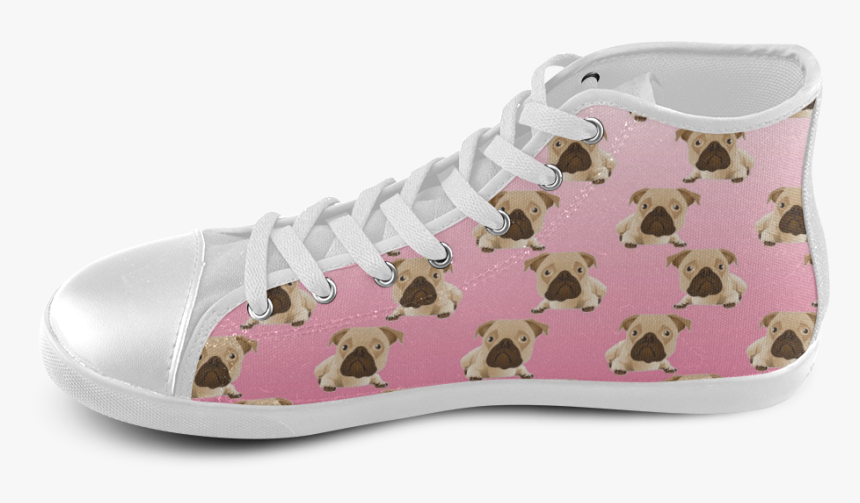 Cute Pugs On Pink Gradient Background High Top Canvas - Shoe, HD Png Download, Free Download