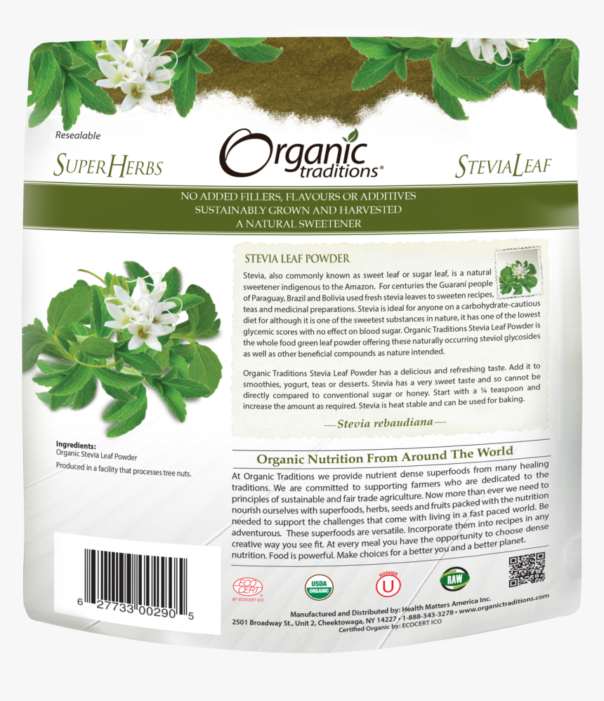 Organic Traditions Stevia Leaf Powder, HD Png Download, Free Download