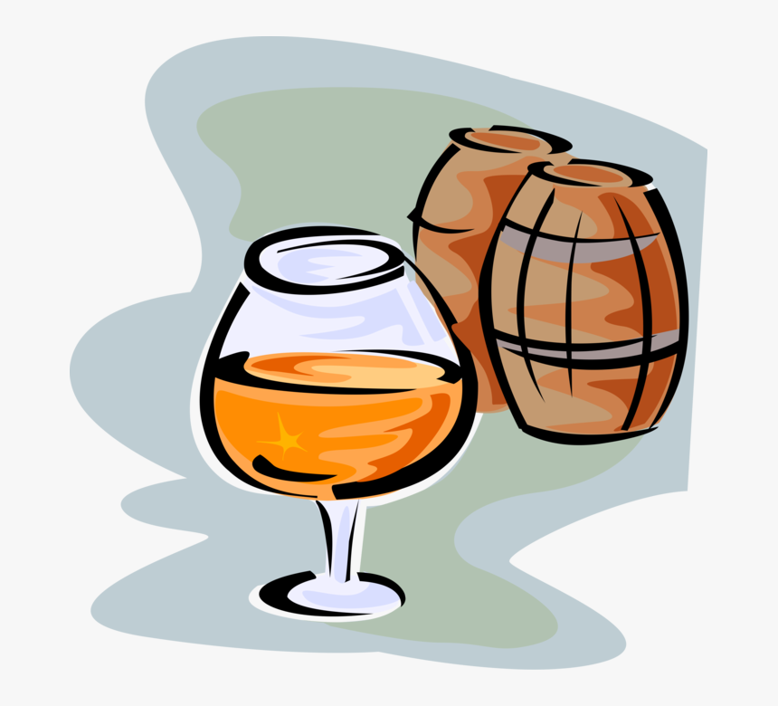 Vector Illustration Of Snifter Of Cognac French Brandy - Transparent Background Brandy Glass Clipart, HD Png Download, Free Download