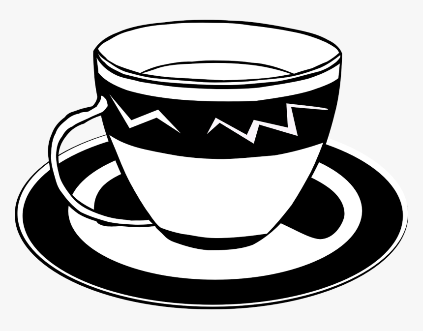 Té, Copa, Platillo, Blanco Y Negro, Taza De Té - Clipart Black And White Cup, HD Png Download, Free Download