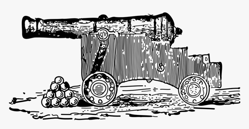 Cannon, Weapons, Artillery, Gun, Balls - Gunpowder Middle Ages Drawing, HD Png Download, Free Download