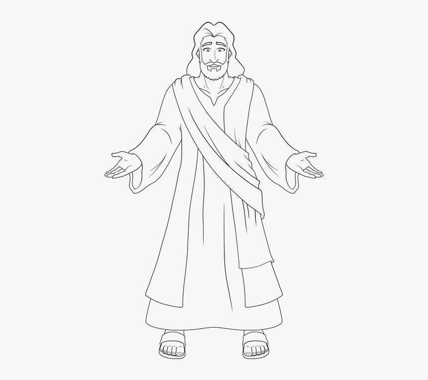 Jesus, Christ, Outline, God, Holy, Spirit, Bible - Jesus Con Los Brazos Abiertos Para Colorear, HD Png Download, Free Download